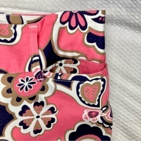 Madison Capri Pants Womens 10 Pink Black Floral Cotton Mid Rise Straight Leg - Picture 5 of 10